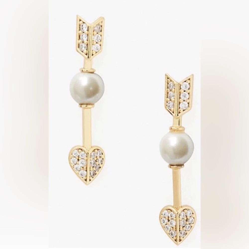 Kate Spade Gold and Silver Pearl Arrow Earrings